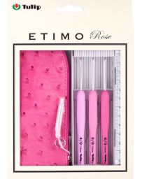 Petit kit de trois crochets Etimo rose avec manches ergonomiques - Tulip