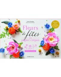 Coffret fleurs de fêtes en papier crépon - 3 fleurs à façonner