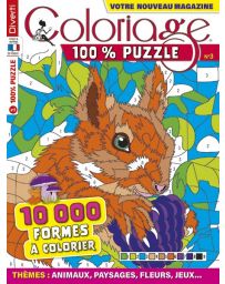 Coloriage 100% Puzzle 3 -  Thèmes animaux, paysages, fleurs, jeux…