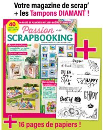 Passion Scrapbooking n°106 - INCLUS : 11 tampons diamant + 16 planches de papiers créatifs