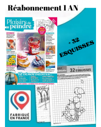 Réabonnement Plaisirs de Peindre (4 numéros) + 32 esquisses à peindre OFFERTES