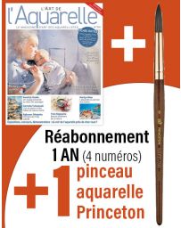 Réabonnement 1 AN l'Art de l'Aquarelle + 1 pinceau PRINCETON
