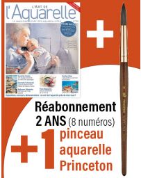 Réabonnement 2 ANS l'Art de l'Aquarelle + 1 pinceau PRINCETON