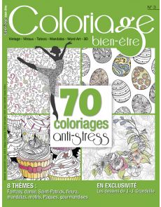 Coloriage bien-être n°3 - 70 coloriages anti-stress - Format voyage