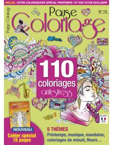 Pause Coloriage 10 - 110 coloriages anti-stress + un cahier de 16 ambiances à colorier