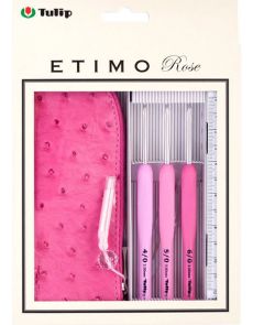 Petit kit de trois crochets Etimo rose avec manches ergonomiques - Tulip