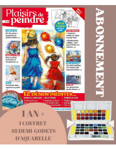 Plaisirs de Peindre (1 AN) + EN BONUS un coffret de 48 demi-godets d'aquarelle