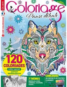 Coloriage Pause Détente n°4 - 120 coloriages - Cahier spécial Animaux Multicolores