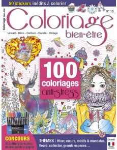 Coloriage bien-être 15 - Thèmes : Hiver, cœurs, motifs et mandalas, fleurs, collector, grands espaces…