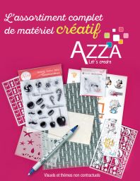 Matériel créatif AZZA pour vos projets de scrapbooking, cartes créatives et DIY : tampons, pochoirs, papiers, stickers, feutre double-pointe, planches et embellissements.