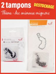 2 tampons - Thème "des animaux trop mignons" pour le scrapbooking et les cartes créatives