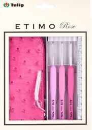 Petit kit de trois crochets Etimo rose avec manches ergonomiques - Tulip
