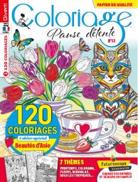 Coloriage Pause Détente n°13 - Revue de Diverti Editions avec 7 thèmes à colorier