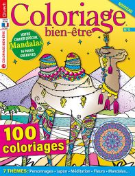 100 coloriages, 6 thèmes à colorier  : personnages, fleurs, Mexique, Méditation, animaux et minuit... - Coloriage Bien-Etre 04 - magazine de Diverti Editions - Achat magazine sur Divertistore