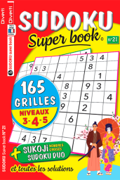 Retrouvez vos 165 grilles de SUDOKU Super book 21 - Niveaux 3-4-5 - Achat magazine sur Divertistore