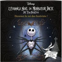 Boîte de jeu L'Étrange Noël de Monsieur Jack de Tim Burton. Jack Skellington pose au centre d'un cadre stylisé sur fond de nuit étoilée avec Zero.