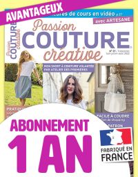 Abonnement 1 AN au magazine Passion Couture Créative