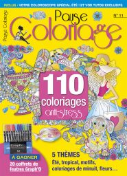 Pause Coloriage n°11 - 110 coloriages anti-stress - thèmes été-tropical-fleurs-motifs-coloriages de minuit