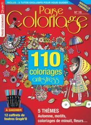 Revue Pause Coloriage n°16 avec 110 coloriages anti-stress