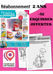 Profitez de l'aubaine : vous recevrez chez vous 32 esquisses prêtes à peindre + les 8 prochains numéros du magazine Plaisirs de Peindre