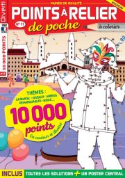 Points à relier de Poche 11 - A colorier - Thèmes Carnaval, oiseaux, neige, arbres emblématiques