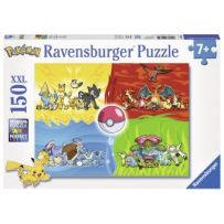 Boîte du puzzle Pokémon 150 pièces XXL Ravensburger avec illustration des différents types de Pokémon.
