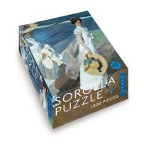 Boîte du puzzle Hazan Sorolla 1000 pièces avec reproduction d’une peinture lumineuse représentant des femmes en robe blanche en bord de mer, style impressionniste et ambiance méditerranéenne. Achat sur Divertistore.com.