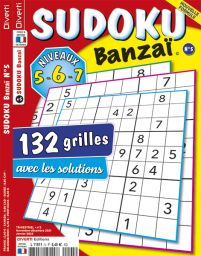 Le magazine Sudoku Banzai n°5 de Diverti Editions de niveaux 5-6-7 pour des heures de concentration