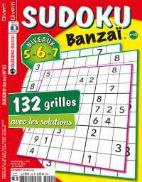Le magazine Sudoku Banzai n°10 de Diverti Editions de niveaux 5-6-7 et ses 132 grilles pour des heures de réflexion