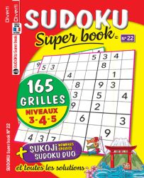 Couverture SUDOKU Super book 22 - Niveaux 3-4-5 - Magazine de Diverti Editions