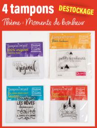 4 tampons - Thème "Petits moments de bonheur" pour le scrapbooking et les cartes créatives