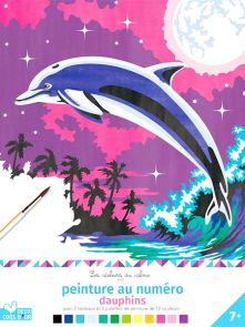 Peinture au numéro Dauphins - Cahier avec palettes et pinceau 9782017177593