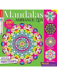 Spécial printemps - Mandalas Ambiance Zen 33 - L'hiver arrive et les jolis mandalas aussi ! Découvrez le numéro 33 de Mandalas Ambiance Zen, parfait pour de longues sessions coloriage au soleil ! Achat magazine sur Divertistore