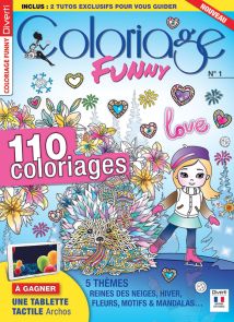 Coloriage Funny numéro 1 - Thèmes Reine des Neiges, Hiver, Fleurs, Motifs et Mandalas - Diverti Editions