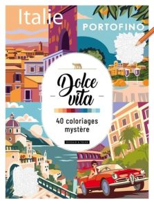 Couverture de "Dolce Vita" illustrée de paysages italiens colorés et d'une voiture rétro rouge. Ambiance solaire. Achat sur Divertistore.com.
