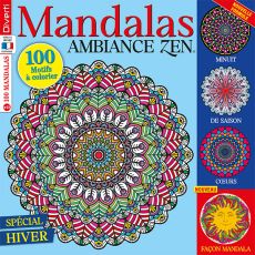 Votre magazine Mandalas Ambiance Zen se met aux couleurs de l'hiver et vous propose 100 motifs différents à colorier pour exprimer votre créativité- Achat magazine sur Divertistore