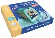 Coffret créatif "Mon merveilleux photophore" illustré d'un renardeau dans une forêt hivernale sous un ciel étoilé. Achat sur Divertistore.com.
