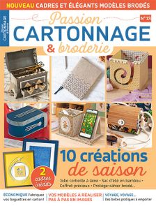 Inspiration, tendances, conseils et astuces pour réaliser de jolis contenants, de belles broderies et de ravissants cadres, voici les objectifs de ce nouveau numéro de Passion Cartonnage et Broderie 13