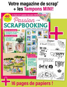 Passion Scrapbooking n°106 INCLUS : 11 tampons Mini + 16 planches de papiers créatifs