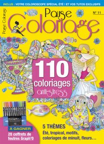 Pause Coloriage n°11 - 110 coloriages anti-stress - thèmes été-tropical-fleurs-motifs-coloriages de minuit