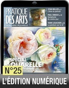 La version numérique du hors-série aquarelle : 25 aquarellistes autour du monde, carnet de voyage maritime, la recette des fonds noirs, réussir les regards et les carnations…