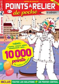 Points à relier de Poche 11 - A colorier - Thèmes Carnaval, oiseaux, neige, arbres emblématiques