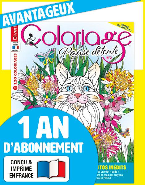 Abonnement 1 AN à Coloriage Pause Détente fabriqués en France Diverti